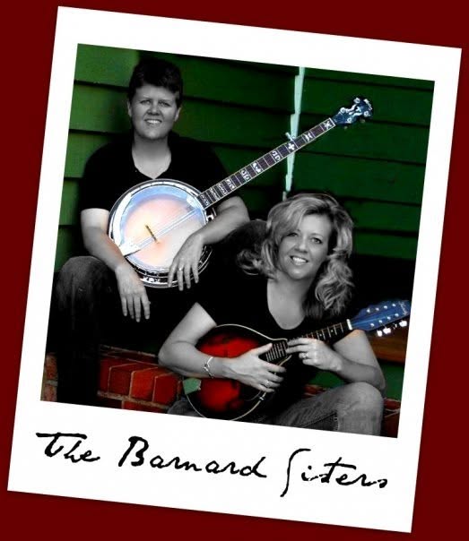 The Barnard Sisters with banjo and mandolin in a vintage Polaroid-style graphic